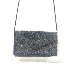 Vintage Carla Marchi  Black Beaded Evening Bag